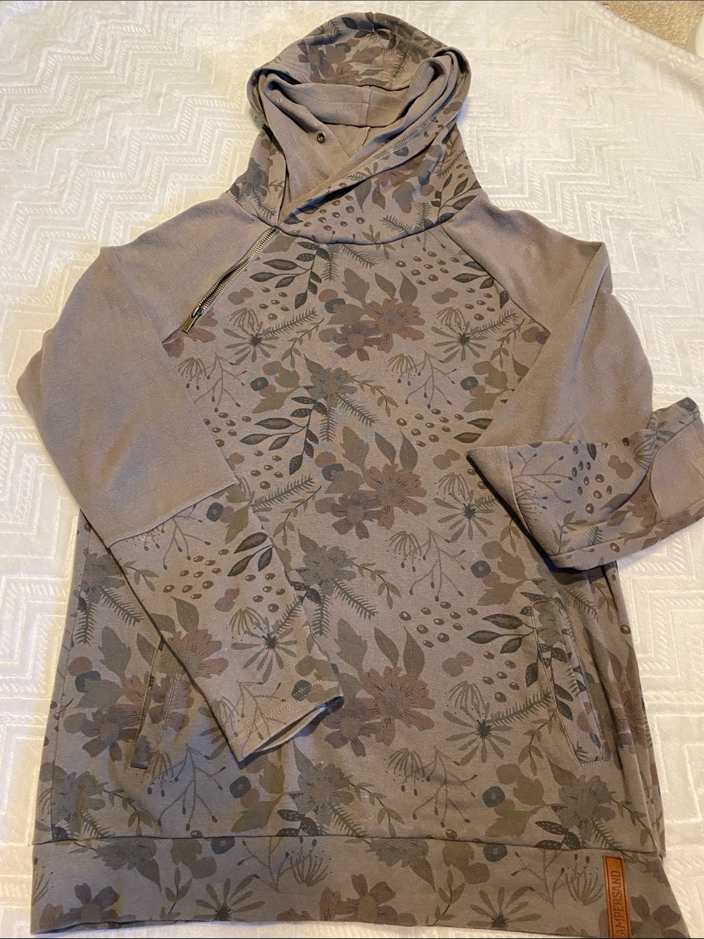 Ampersand army green floral hoodie